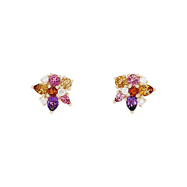 Multicolor Gemstone Cluster Earrings