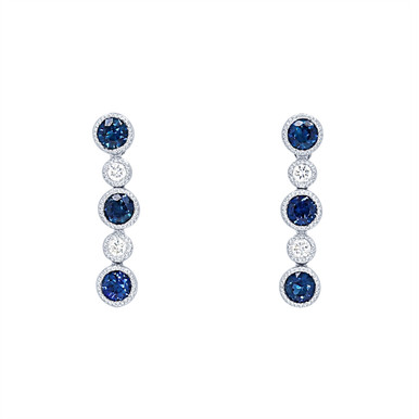 Sapphire and Diamond Bezel Drop Earrings