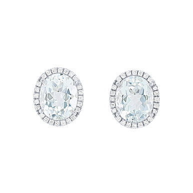 Green Amethyst and Diamond Halo Studs