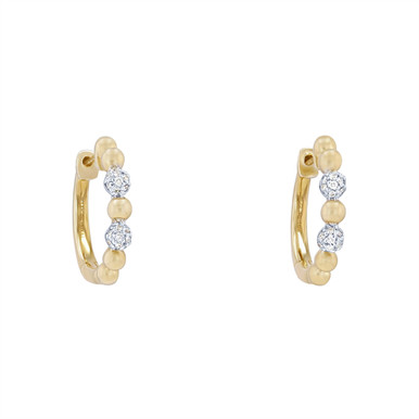 Beaded Diamond Pave Hoop Earrings