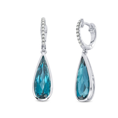 London Blue Topaz Pear Bezel Earrings