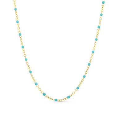 Turquoise Enamel Accent Station Necklace