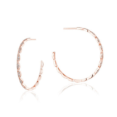 Rose Gold Tacori Crescent Bar Diamond Hoop Earrings