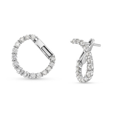 Diamond Curved Swirl Stud Earrings