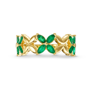 Green Emerald and Gold X Style Ring Green Emerald and Gold X Style Ring