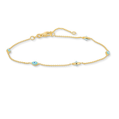 Turquoise Enamel Evil Eye Station Bracelet