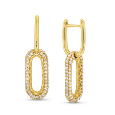 Pave Diamond Quilted Link Earrings By A. Jaffe