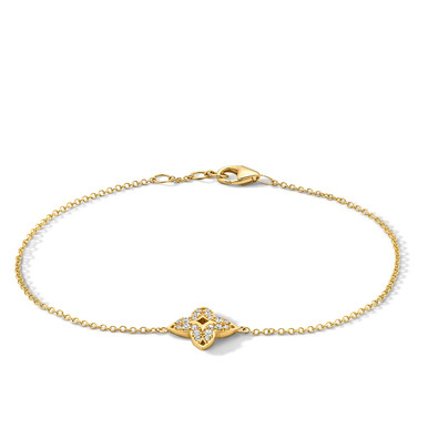 Diamond Open Clover Chain Bracelet