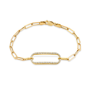 Michael M. Pave Diamond Link Paperclip Chain Bracelet