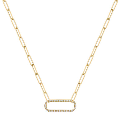 Michael M. Pave Diamond Link Paperclip Chain Necklace