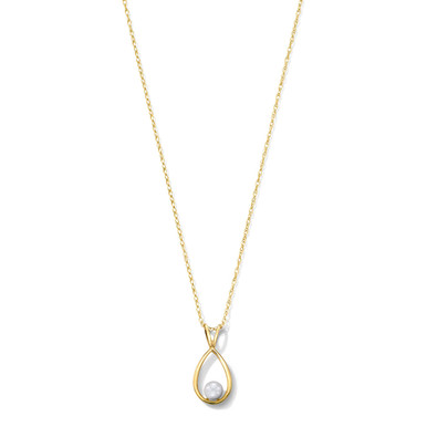 Freshwater Pearl Gold Teardrop Pendant Necklace