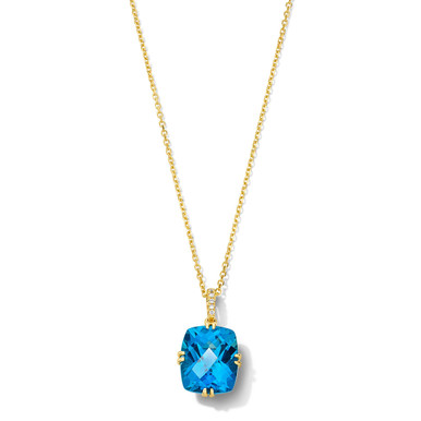 Cushion-Cut London Blue Topaz Pendant Necklace