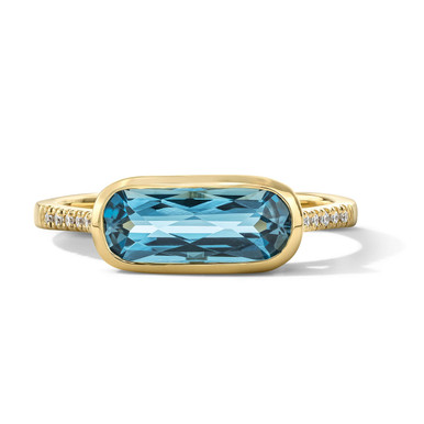 London Blue Topaz Diamond Bezel Ring London Blue Topaz Diamond Bezel Ring