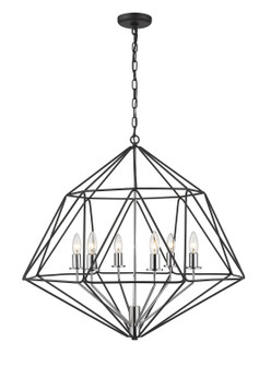 Geo Six Light Chandelier in Matte Black + Chrome (224|91830MBCH)