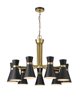 Soriano Nine Light Chandelier in Matte Black / Heritage Brass (224|7289MBHBR)