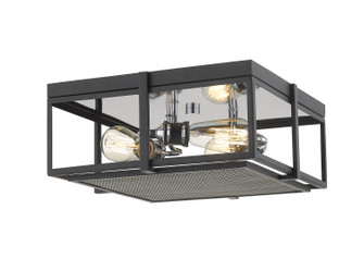 Halcyon Three Light Flush Mount in Matte Black + Chrome (224|724F15MBCH)