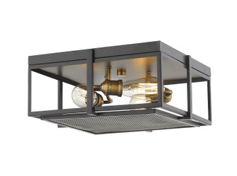 Halcyon Three Light Flush Mount in Bronze + Heritage Brass (224|724F15BRZHBR)