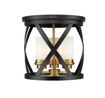 Malcalester Three Light Flush Mount in Matte Black / Olde Brass (224|481F13MBOBR)