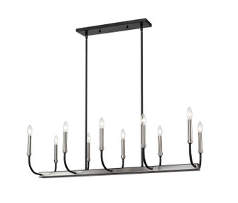 Haylie Ten Light Linear Chandelier in Matte Black / Brushed Nickel (224|47910LMBBN)