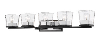 Bleeker Street Five Light Vanity in Matte Black + Chrome (224|4755VMBCH)