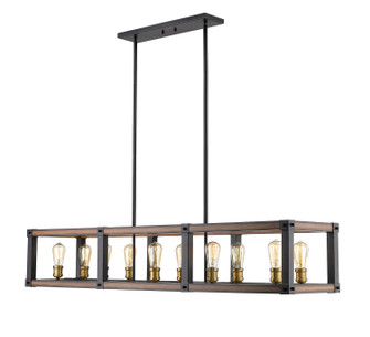Kirkland Ten Light Linear Chandelier in Rustic Mahogany (224|47210LRM)