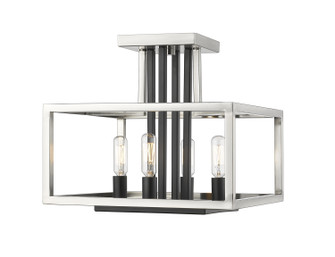 Quadra Four Light Semi Flush Mount in Brushed Nickel + Matte Black (224|456SFBNBK) Quadra Four Light Semi Flush Mount in Brushed Nickel + Matte Black (224|456SFBNBK)