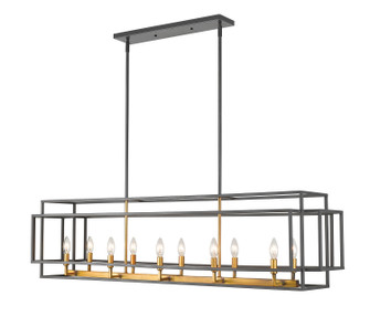 Titania Ten Light Linear Chandelier in Bronze + Olde Brass (224|45454LBRZOBR) Titania Ten Light Linear Chandelier in Bronze + Olde Brass (224|45454LBRZOBR)