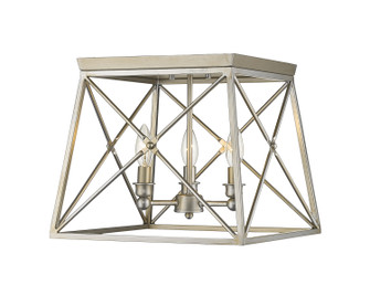 Trestle Three Light Flush Mount in Antique Silver (224|447F14AS)