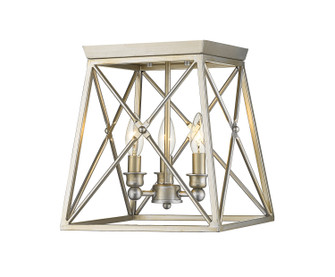 Trestle Three Light Flush Mount in Antique Silver (224|447F11AS)
