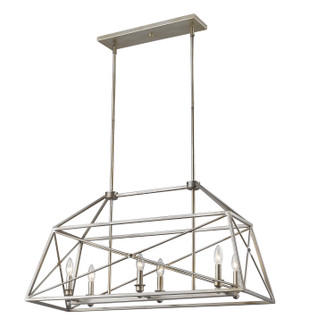 Trestle Six Light Linear Chandelier in Antique Silver (224|44736AS)