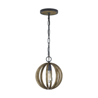 Allier One Light Mini Pendant in Weathered Oak Wood / Antique Forged Iron (454|P1302WOWAF)