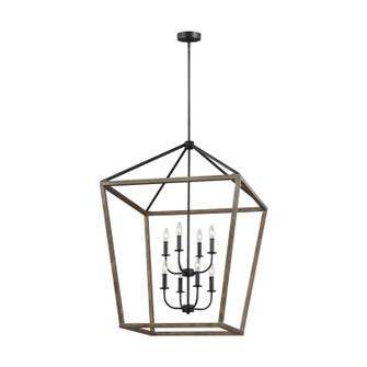 Gannet Eight Light Chandelier in Weathered Oak Wood / Antique Forged Iron (454|F31948WOWAF)