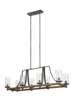 Angelo Eight Light Island Chandelier in Distressed Weathered Oak / Slate Grey Metal (454|F31368DWKSGM)