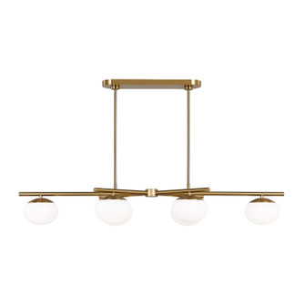 Lune Six Light Linear Chandelier in Burnished Brass (454|EC1276BBS)