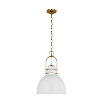 Upland One Light Pendant in Matte White and Burnished Brass (454|CP1411BBSMWT)