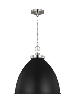 Wellfleet One Light Pendant in Midnight Black and Polished Nickel (454|CP1301MBKPN)