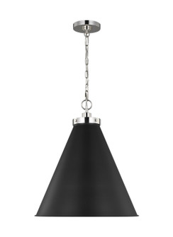 Wellfleet One Light Pendant in Midnight Black and Polished Nickel (454|CP1281MBKPN)