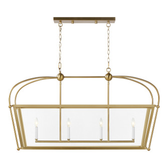 Charleston Four Light Linear Lantern in Satin Brass (454|6691004EN848)
