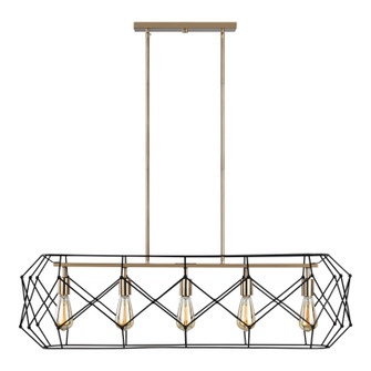 Zarra Five Light Linear Chandelier in Satin Brass (454|6634105848)