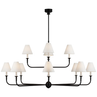 Piaf LED Chandelier in Aged Iron and Ebonized Oak (268|TOB5453AIEBOL)