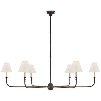 Piaf Six Light Chandelier in Aged Iron and Ebonized Oak (268|TOB5452AIEBOL)