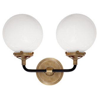 Bistro Two Light Wall Sconce in Hand-Rubbed Antique Brass and Black (268|S2026HABBLKWG)