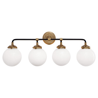 Bistro Four Light Bath Sconce in Hand-Rubbed Antique Brass and Black (268|S2025HABBLKWG)