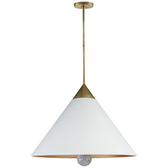 Cleo Three Light Pendant in Antique-Burnished Brass and White Marble (268|KW5515ABWMWHT)