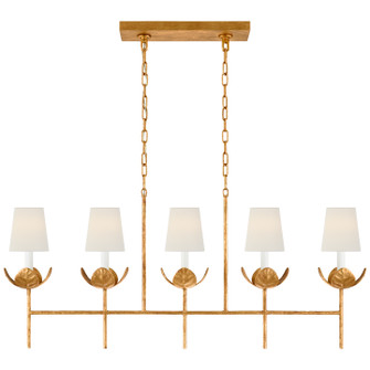 Illana Five Light Linear Chandelier in Antique Gold Leaf (268|JN5630AGLL)