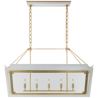 Caddo Five Light Linear Lantern in Soft White and Gild (268|JN5023SWGCG) Caddo Five Light Linear Lantern in Soft White and Gild (268|JN5023SWGCG)