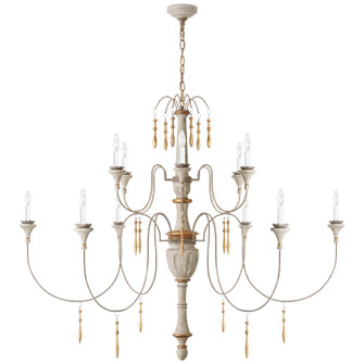 Fortuna 12 Light Chandelier in Vintage White and Gild (268|JN5014VW)