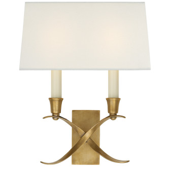 Cross Bouillotte Two Light Wall Sconce in Antique-Burnished Brass (268|CHD1190ABL)
