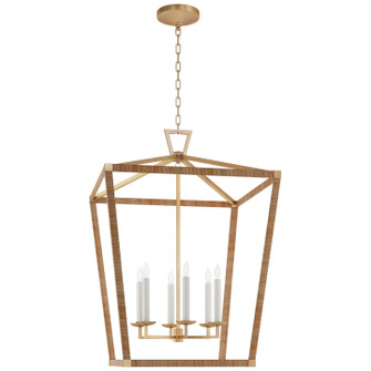 Darlana Wrapped LED Lantern in Antique-Burnished Brass and Natural Rattan (268|CHC5881ABNRT)