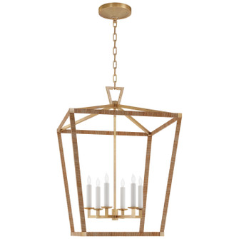 Darlana Wrapped LED Lantern in Antique-Burnished Brass and Natural Rattan (268|CHC5879ABNRT)